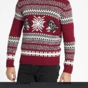 Adam Levine Collection Red and White Crewneck Sweater